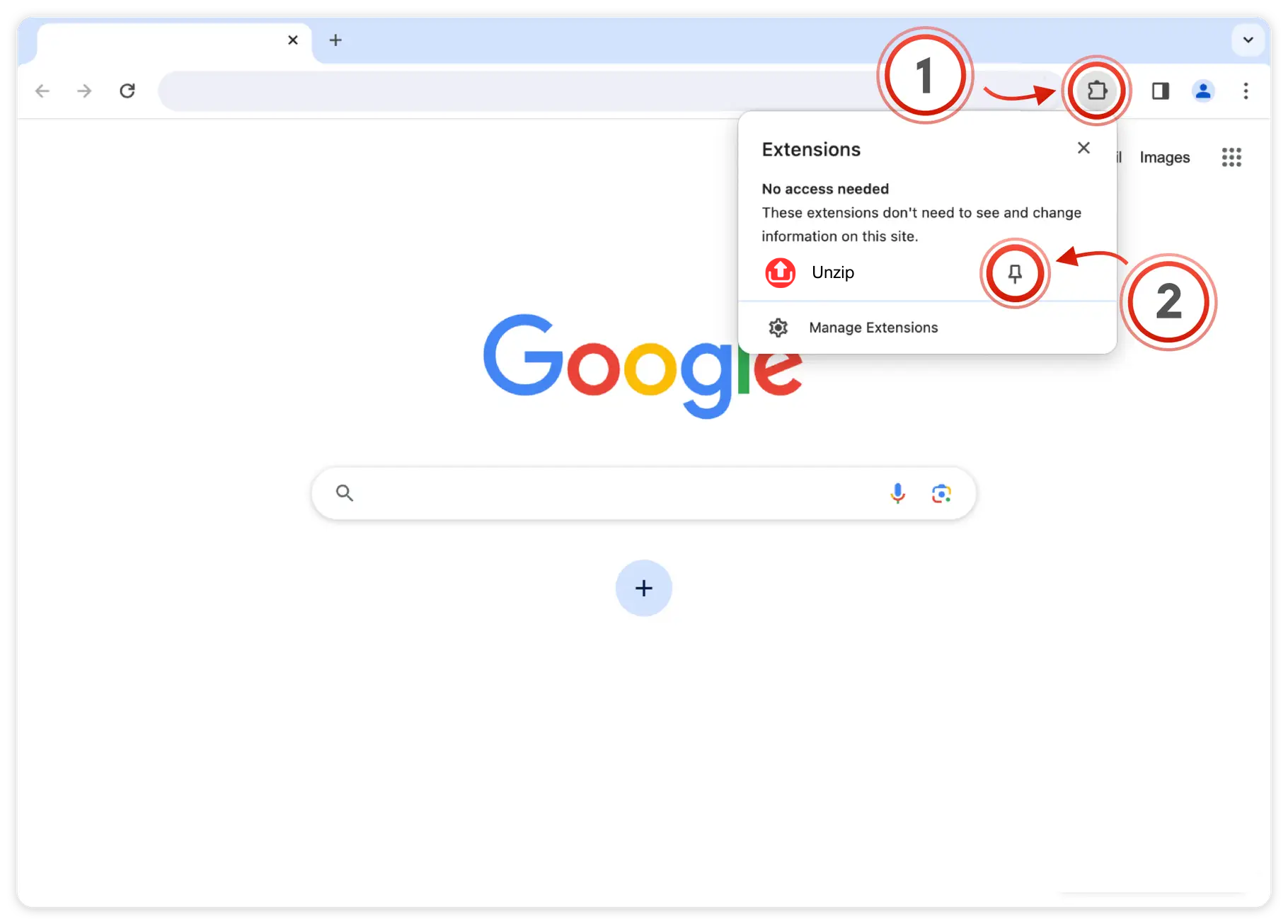 Extension installation step 1